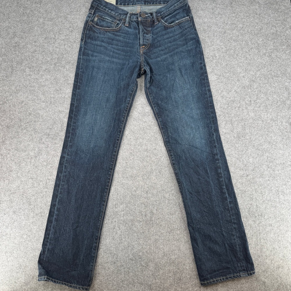 Y2K Abercrombie & Fitch Jeans Mens 30x32 Slim Straight Dark Blue Button Fly EUC